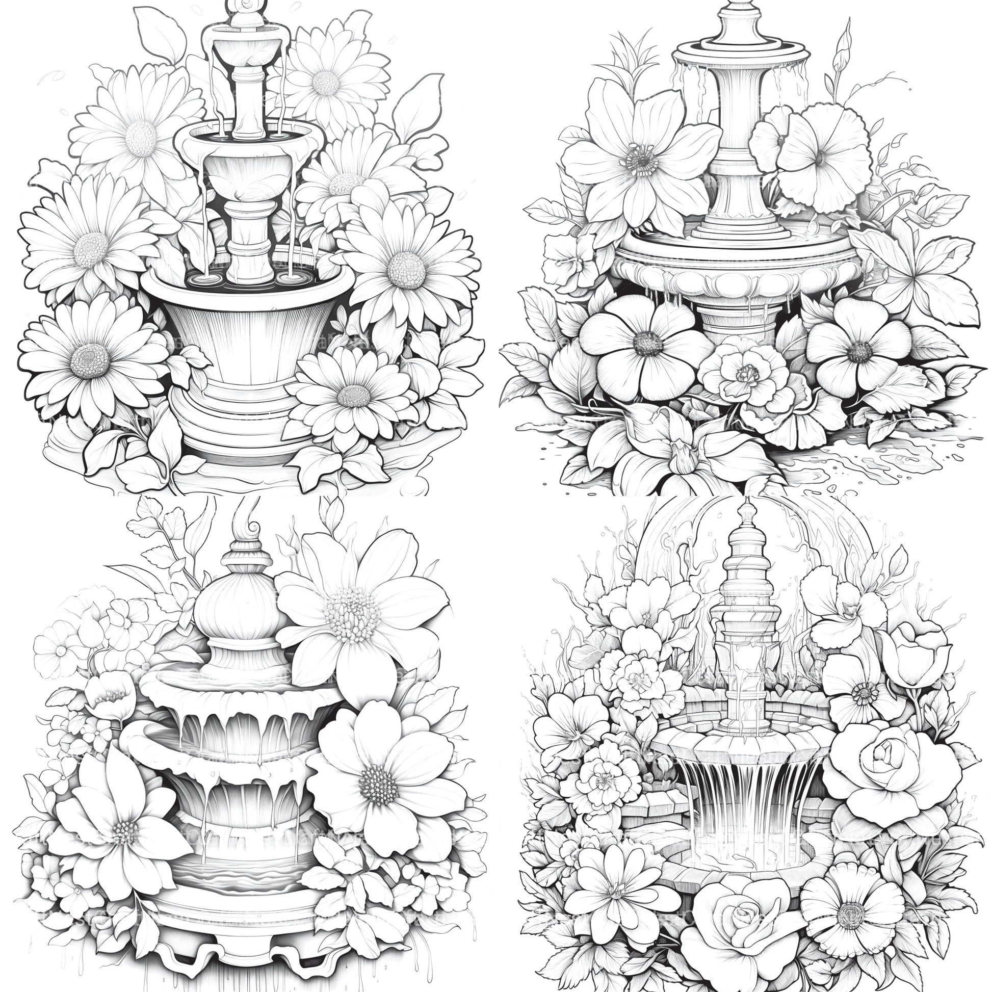 Blooming Fountain Coloring Book - CraftNest - Digital Crafting and Art