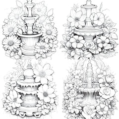 Blooming Fountain Coloring Book - CraftNest - Digital Crafting and Art