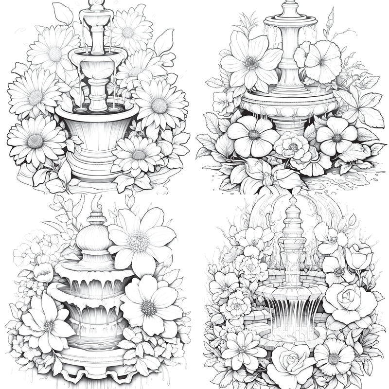 Blooming Fountain Coloring Book - CraftNest - Digital Crafting and Art