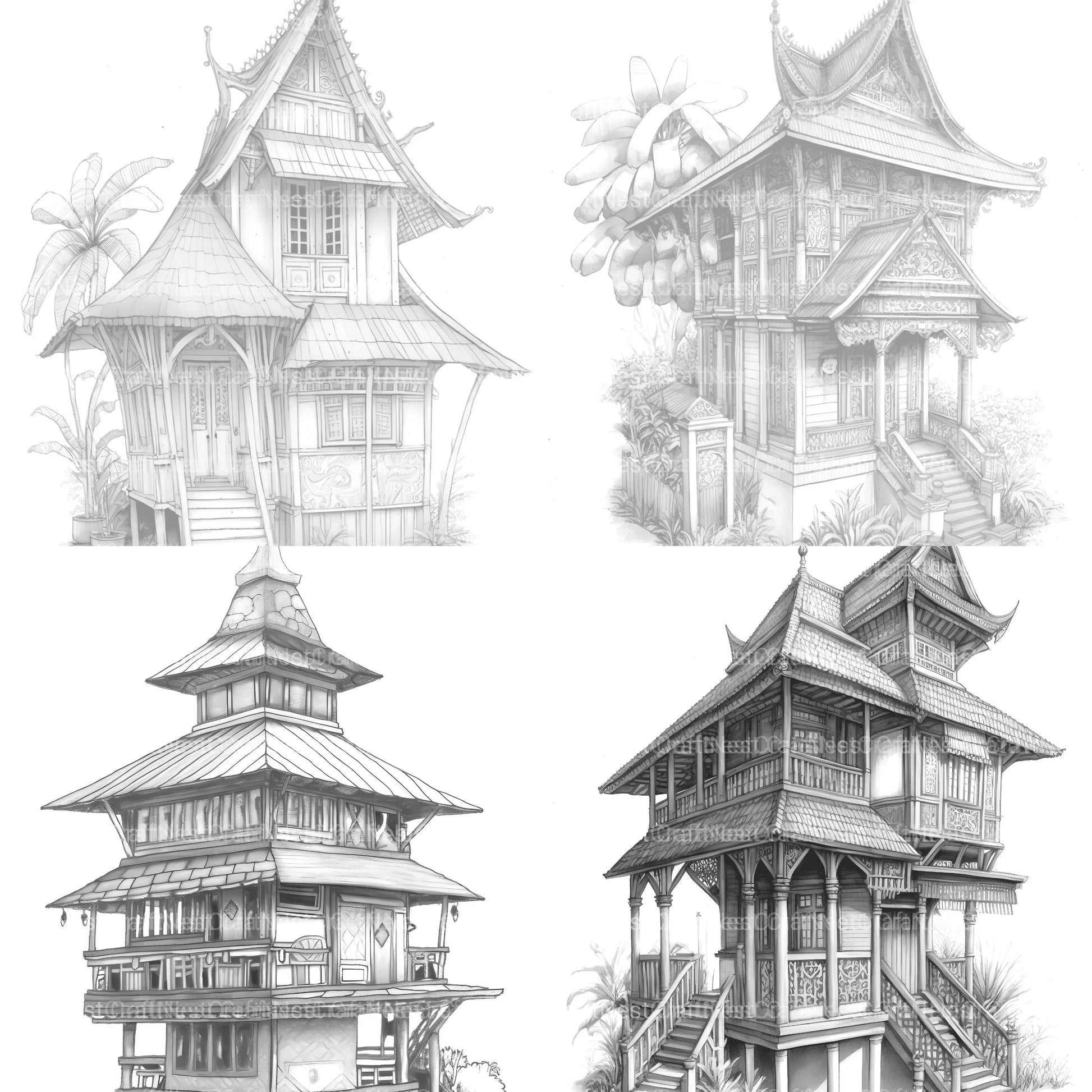 Indonesian Tiny House Coloring Book - CraftNest - Digital Crafting and Art
