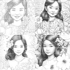 Asian Flower Girl Coloring Book - CraftNest - Digital Crafting and Art