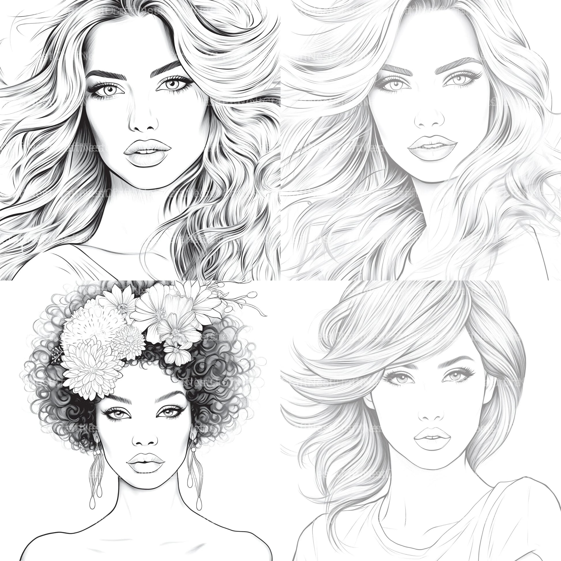 Beautiful Women Coloring Book - CraftNest - Digital Crafting and Art