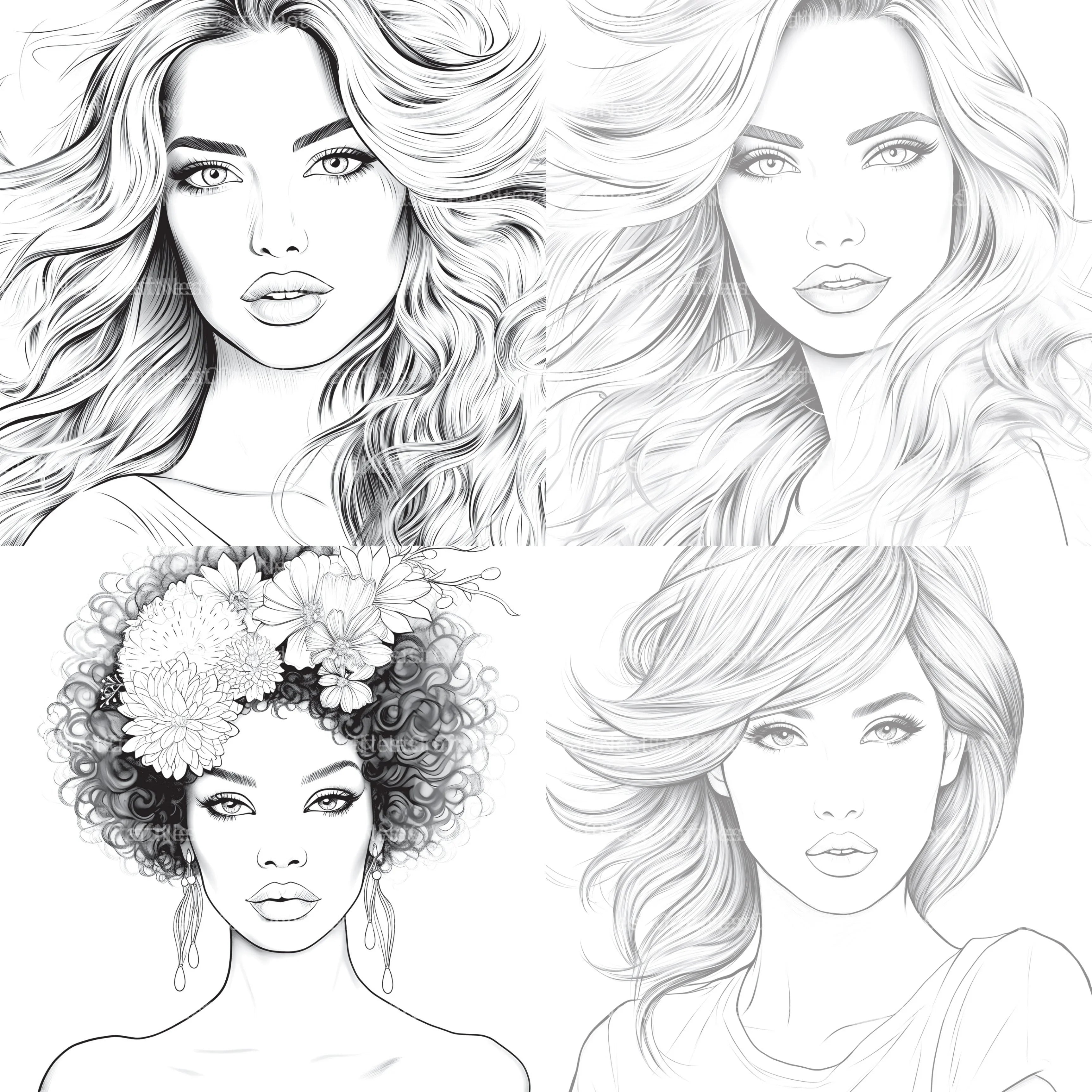 Beautiful Women Coloring Book - CraftNest - Digital Crafting and Art