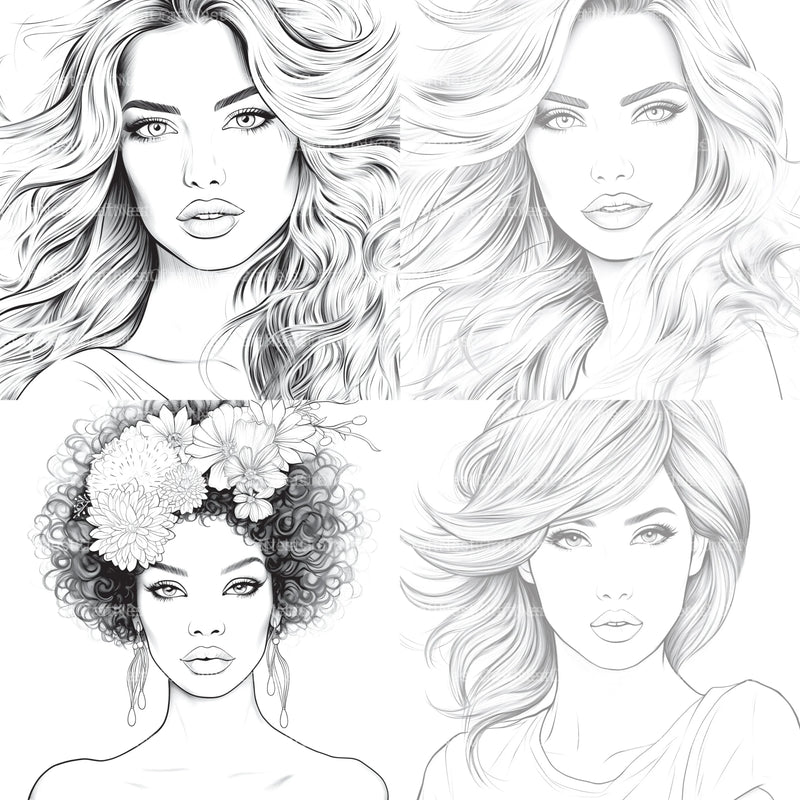 Beautiful Women Coloring Book - CraftNest - Digital Crafting and Art