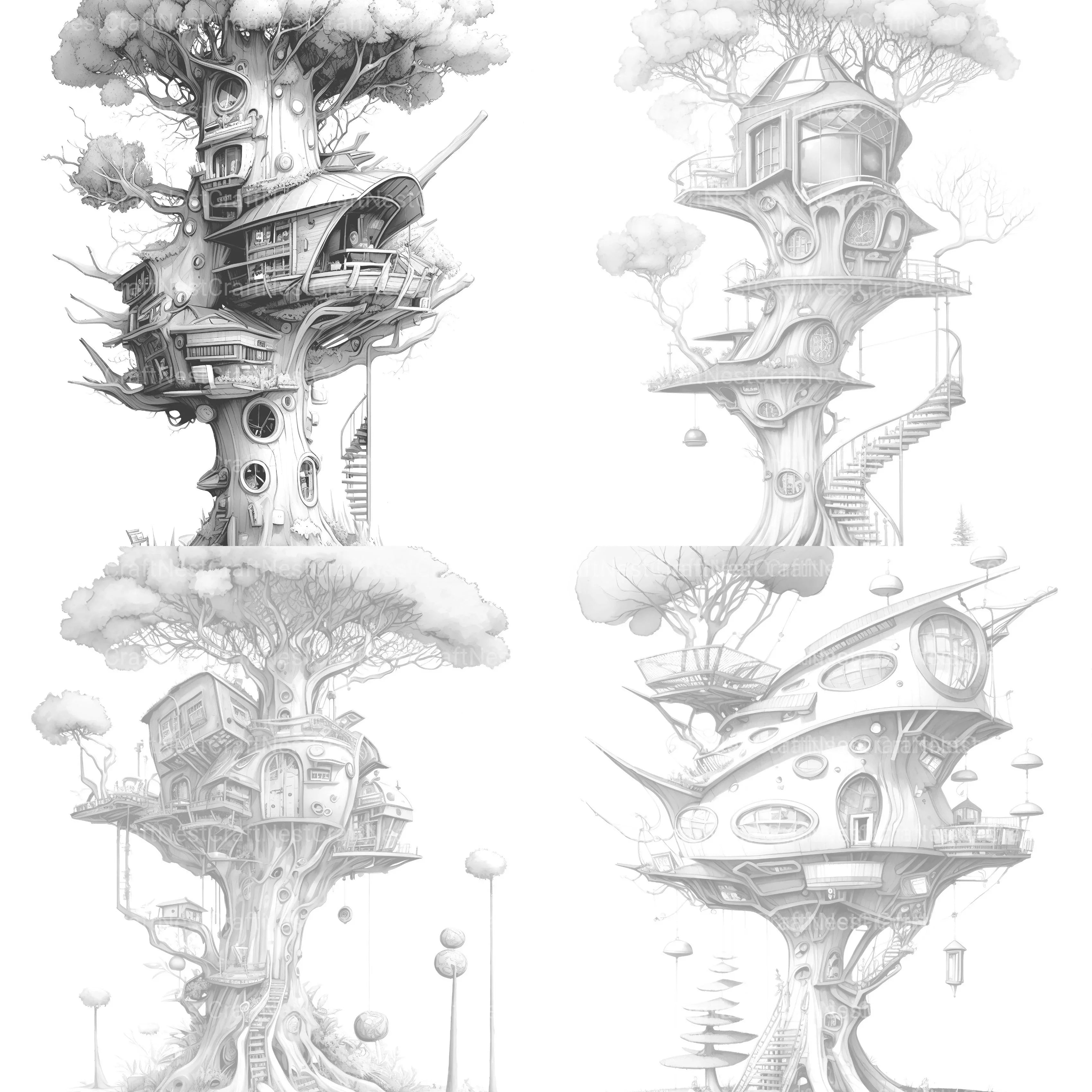 Future Treehouse Coloring Book - CraftNest - Digital Crafting and Art