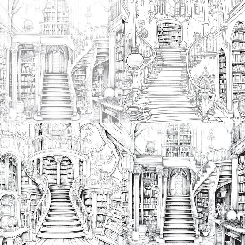 Enchanted Library Coloring Book - CraftNest - Digital Crafting and Art