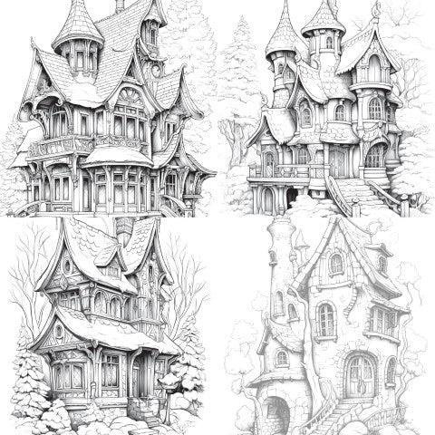 Winter Houses Coloring Book - CraftNest - Digital Crafting and Art