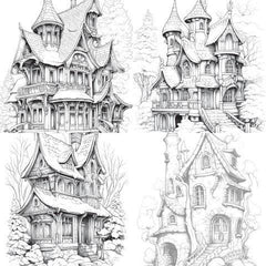 Winter Houses Coloring Book - CraftNest - Digital Crafting and Art