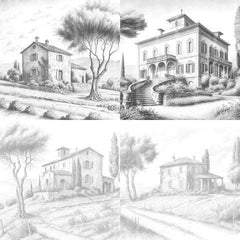 Old Italian Country Houses Coloring Book - CraftNest - Digital Crafting and Art