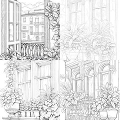 Mediterranean Windows Coloring Book - CraftNest - Digital Crafting and Art