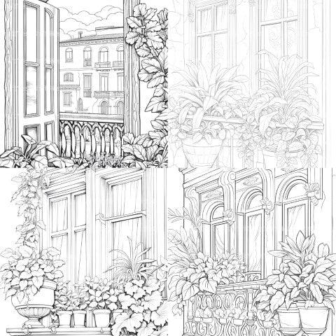 Mediterranean Windows Coloring Book - CraftNest - Digital Crafting and Art