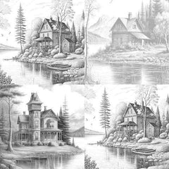 Lake Houses Coloring Book - CraftNest - Digital Crafting and Art