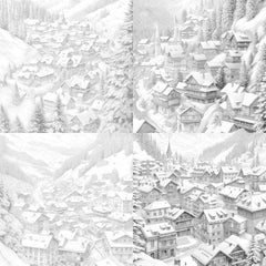 Winter Villages Coloring Book - CraftNest - Digital Crafting and Art