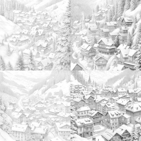 Winter Villages Coloring Book - CraftNest - Digital Crafting and Art