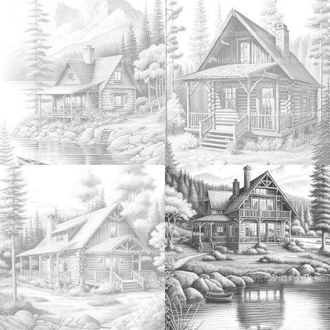 Cabins Coloring Book - CraftNest - Digital Crafting and Art