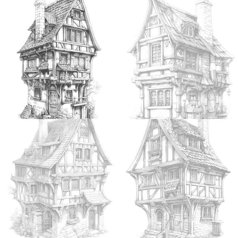 Medieval Tiny House Coloring Book - CraftNest - Digital Crafting and Art