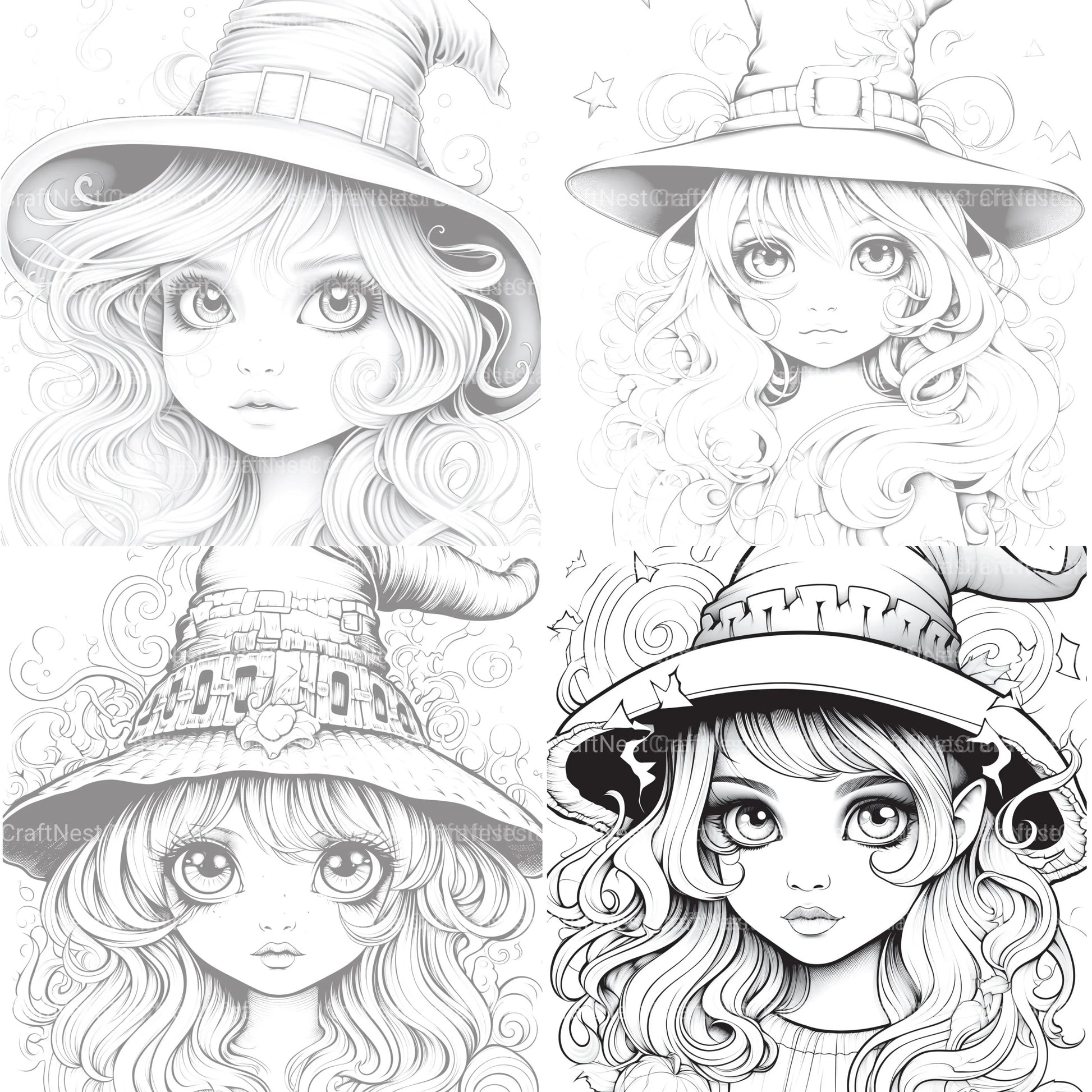 Cute Witch Coloring Book - CraftNest - Digital Crafting and Art