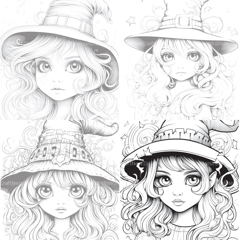 Cute Witch Coloring Book - CraftNest - Digital Crafting and Art