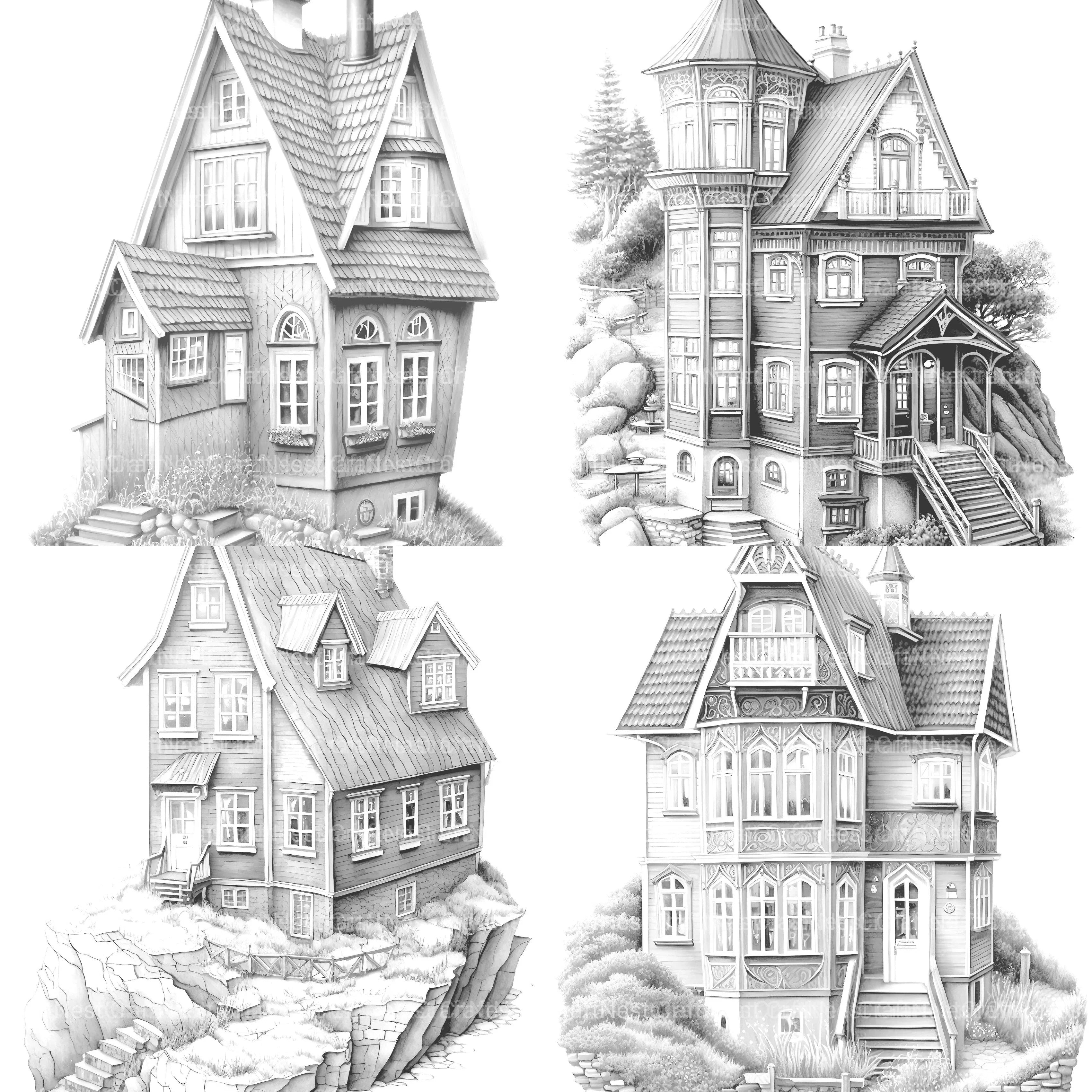 Norwegian Tiny House Coloring Book - CraftNest - Digital Crafting and Art