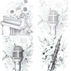 Flower Instrument Coloring Book - CraftNest - Digital Crafting and Art
