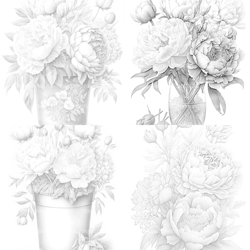 Peony Flower Coloring Book - CraftNest - Digital Crafting and Art