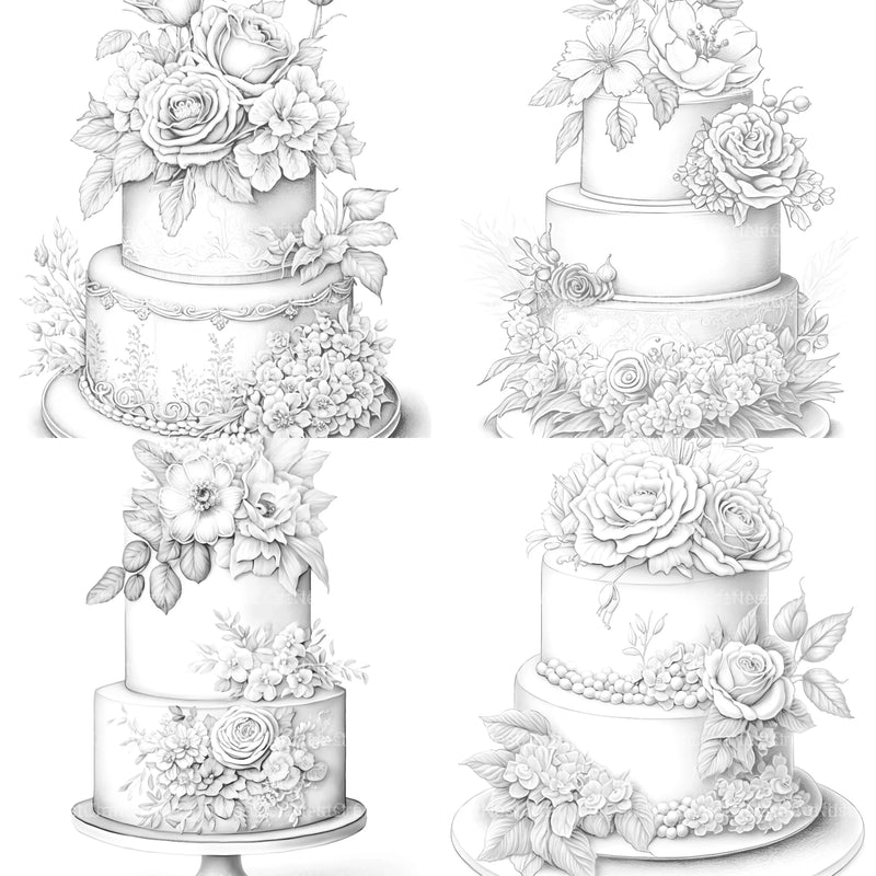 Floral Wedding Cake Coloring Book - CraftNest - Digital Crafting and Art
