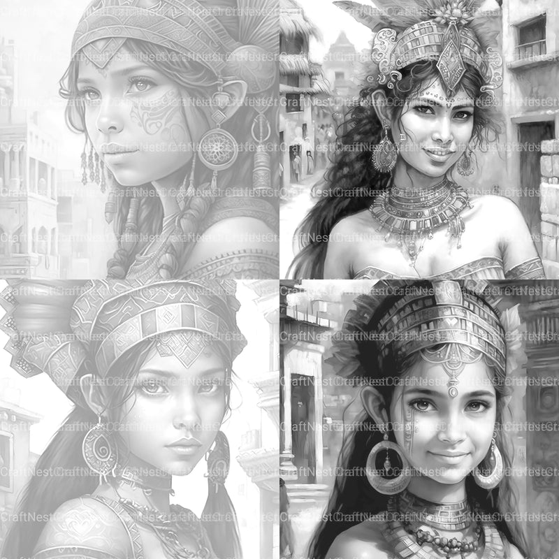 Aztec Woman Coloring Book - CraftNest - Digital Crafting and Art