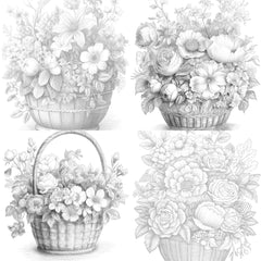 Flower Basket Coloring Book - CraftNest - Digital Crafting and Art