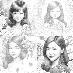 Asian Flower Girl Coloring Book - CraftNest - Digital Crafting and Art