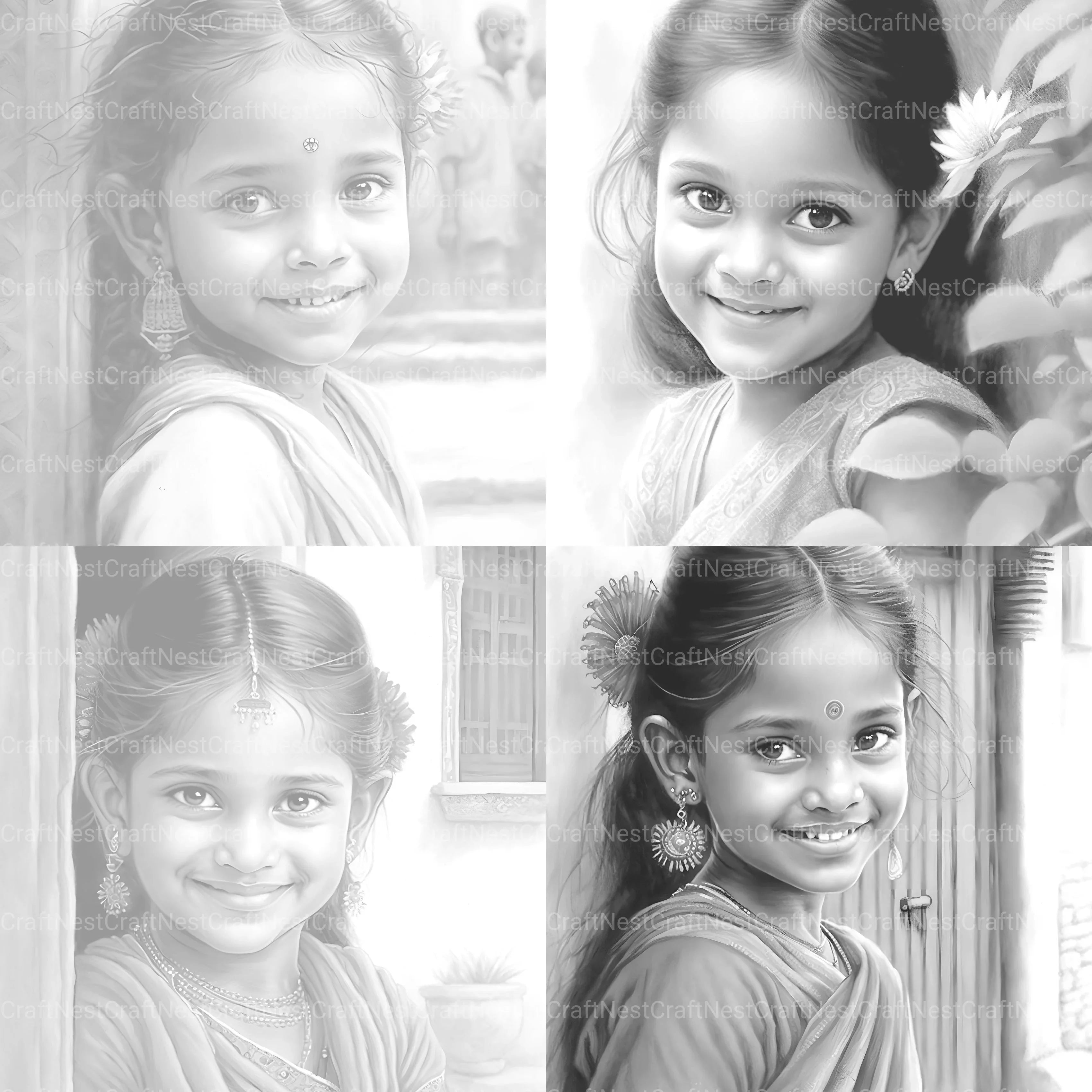 Indian Girl Coloring Book - CraftNest - Digital Crafting and Art