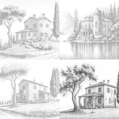 Old Italian Country Houses Coloring Book - CraftNest - Digital Crafting and Art
