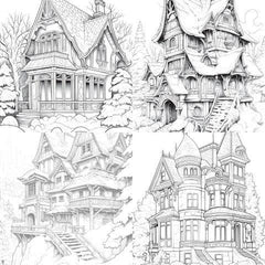 Winter Houses Coloring Book - CraftNest - Digital Crafting and Art