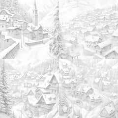 Winter Villages Coloring Book - CraftNest - Digital Crafting and Art