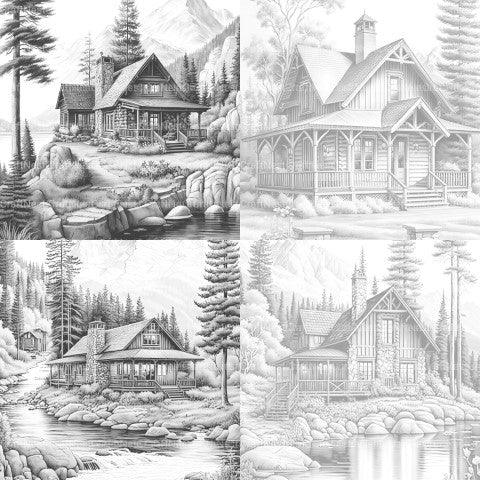 Cabins Coloring Book - CraftNest - Digital Crafting and Art