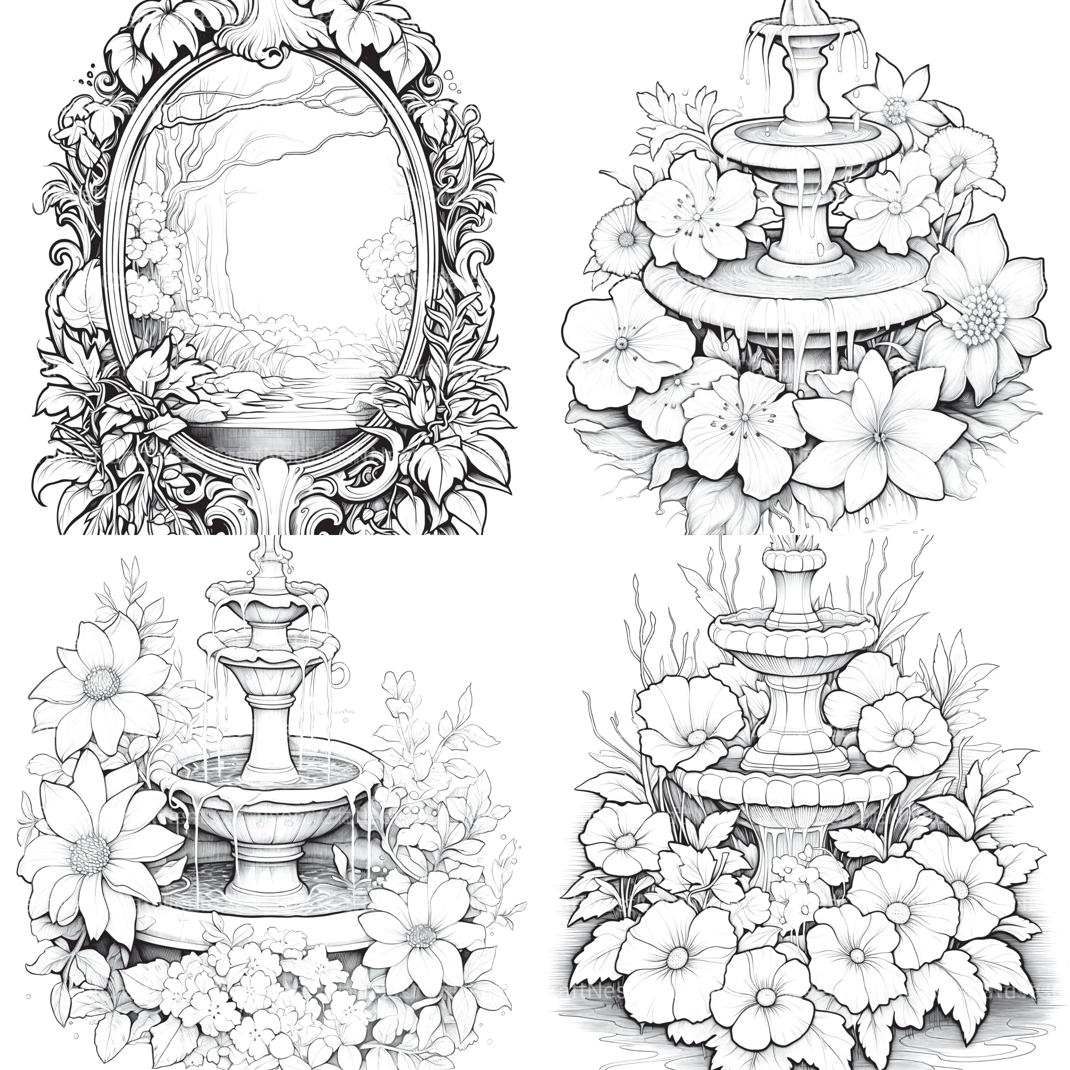 Blooming Fountain Coloring Book - CraftNest - Digital Crafting and Art