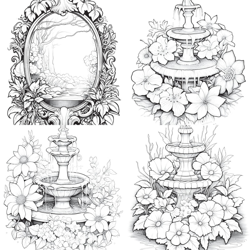 Blooming Fountain Coloring Book - CraftNest - Digital Crafting and Art
