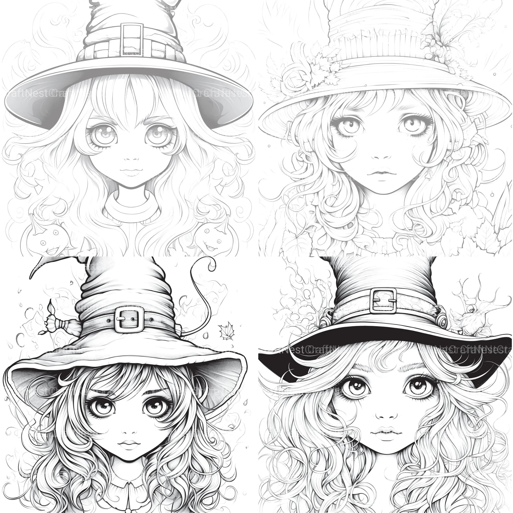 Cute Witch Coloring Book - CraftNest - Digital Crafting and Art