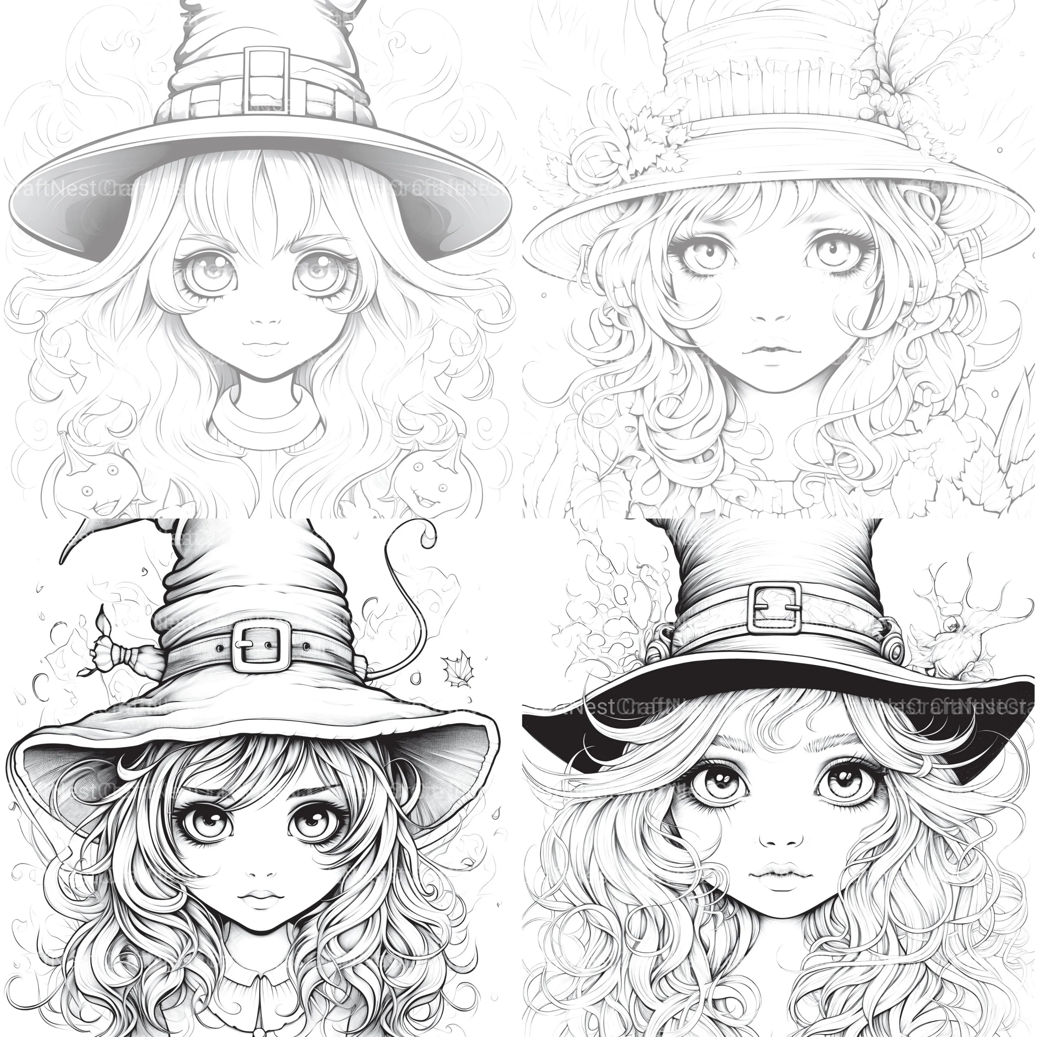 Cute Witch Coloring Book - CraftNest - Digital Crafting and Art