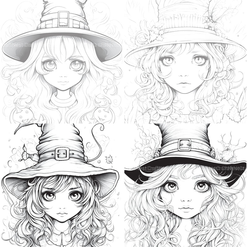 Cute Witch Coloring Book - CraftNest - Digital Crafting and Art