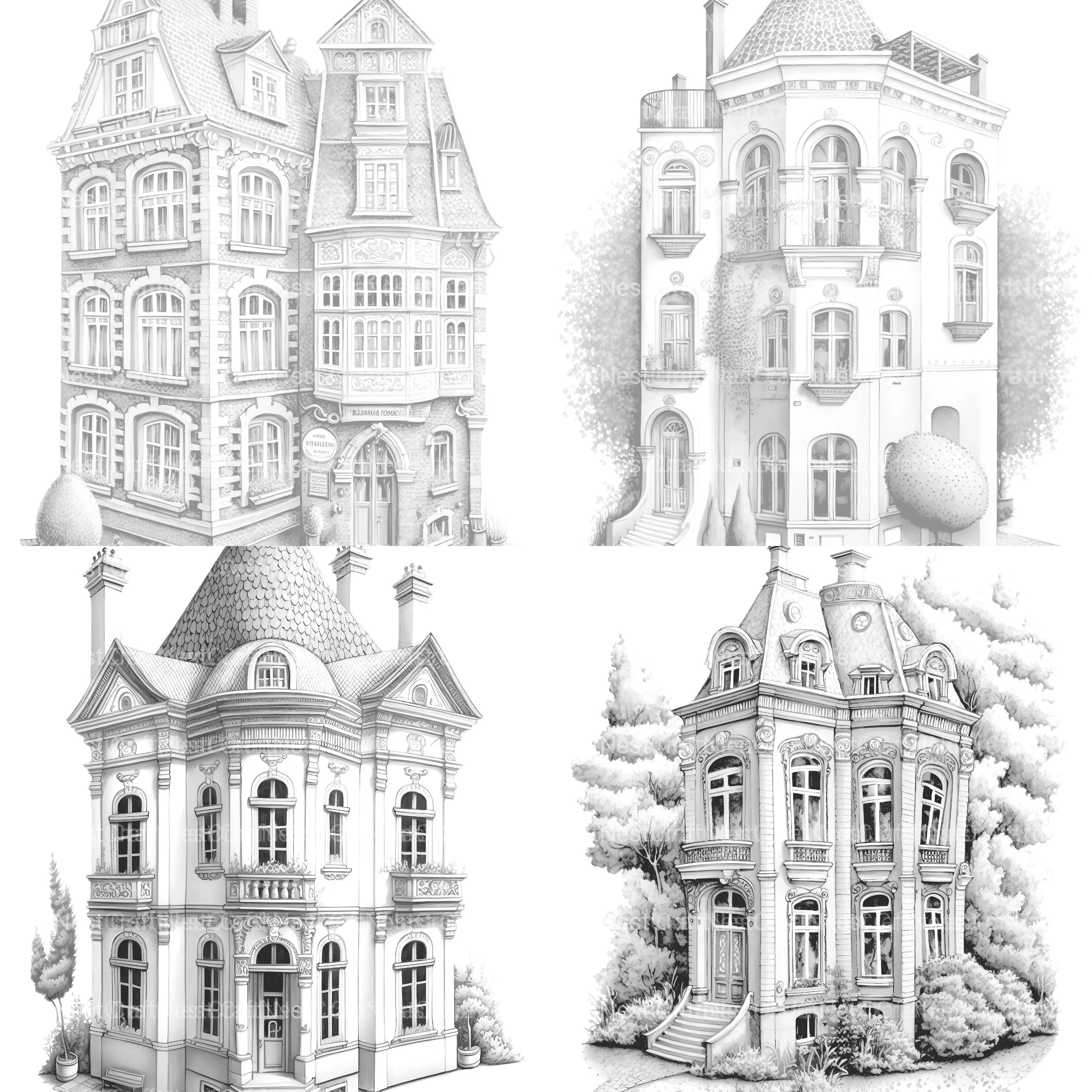 German Tiny House Coloring Book - CraftNest - Digital Crafting and Art