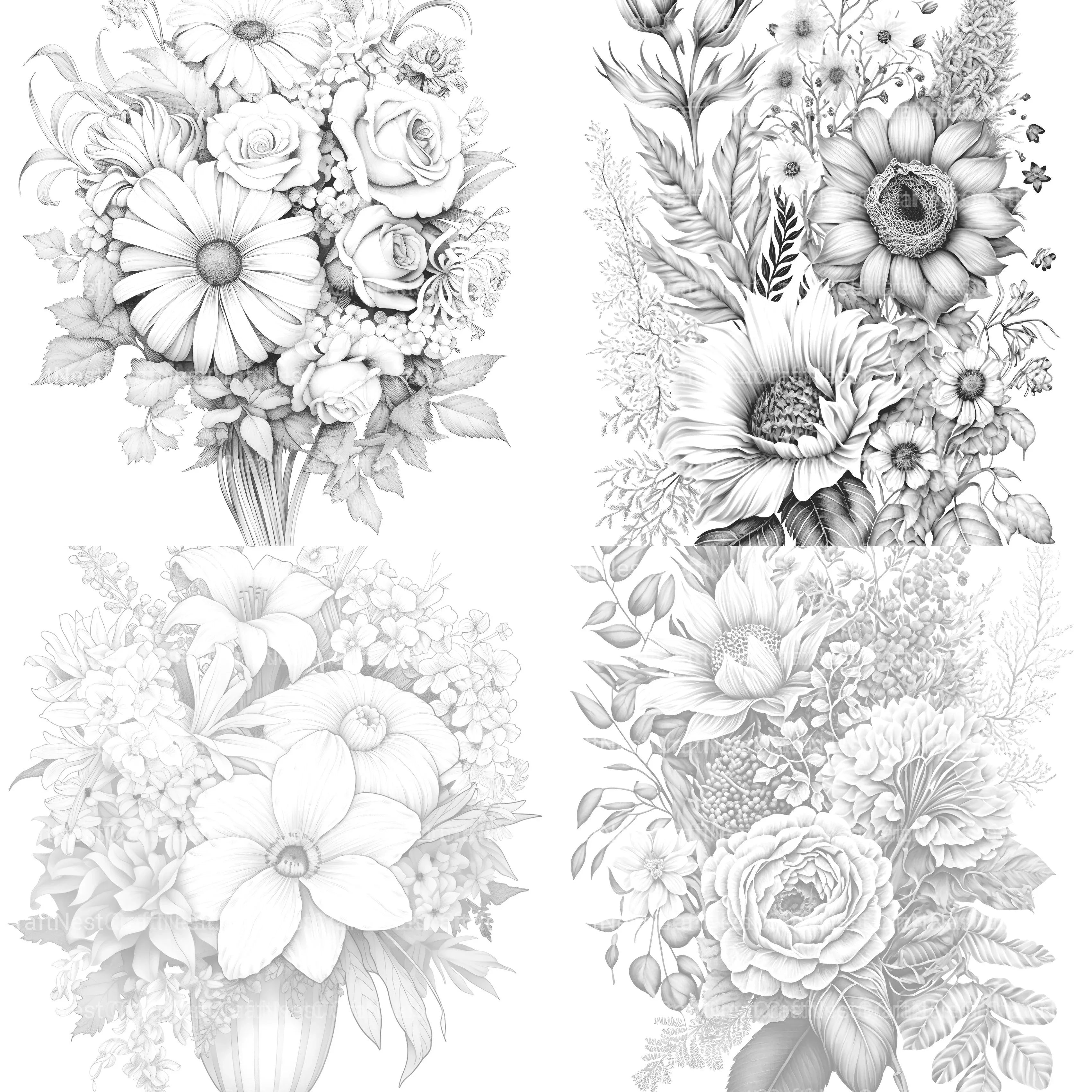 Flower Coloring Book - CraftNest - Digital Crafting and Art