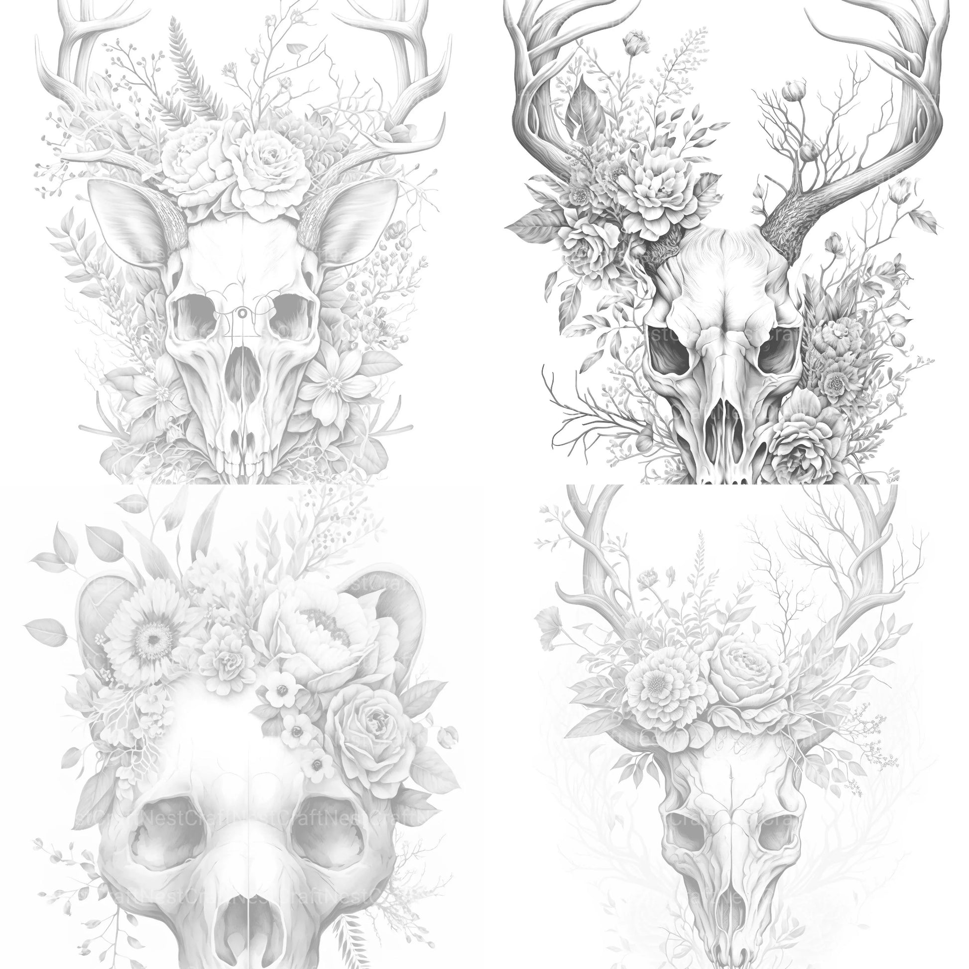 Floral Skull Coloring Book - CraftNest - Digital Crafting and Art