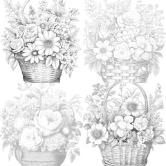 Flower Basket Coloring Book - CraftNest - Digital Crafting and Art
