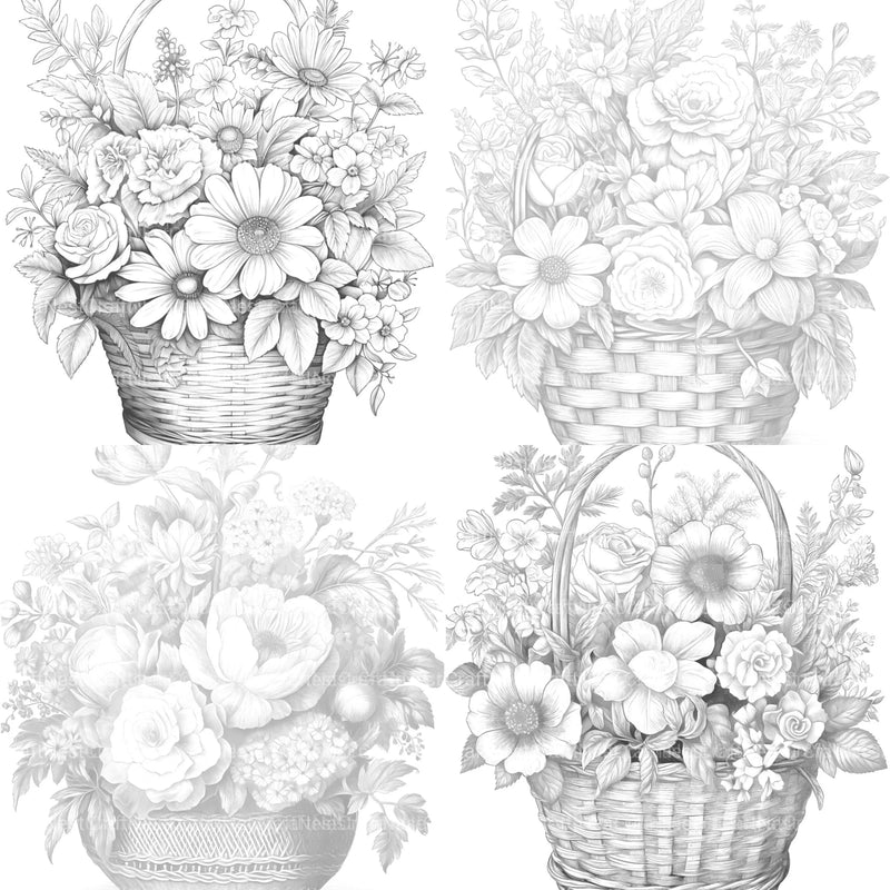 Flower Basket Coloring Book - CraftNest - Digital Crafting and Art