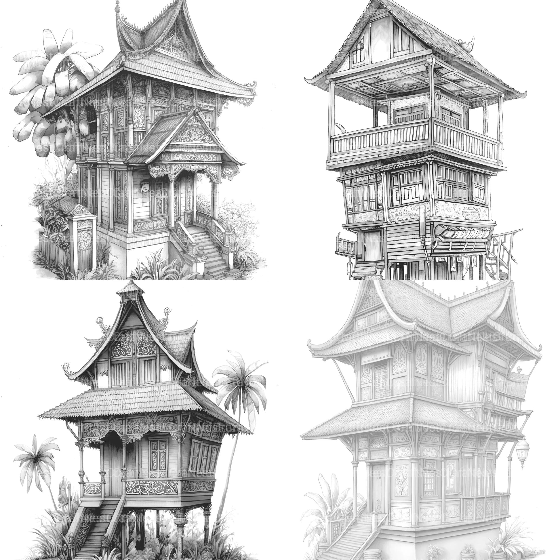 Indonesian Tiny House Coloring Book - CraftNest - Digital Crafting and Art