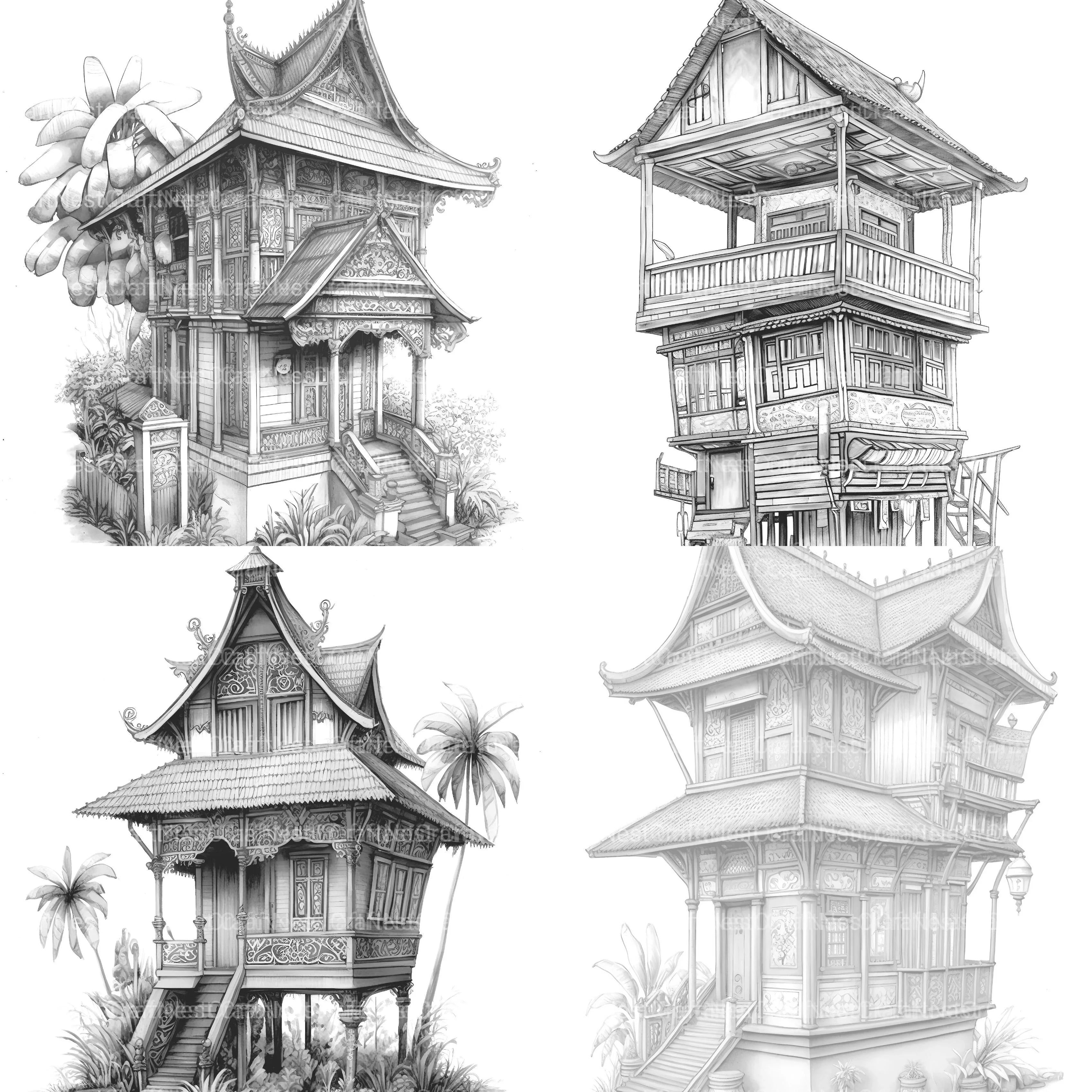 Indonesian Tiny House Coloring Book - CraftNest - Digital Crafting and Art