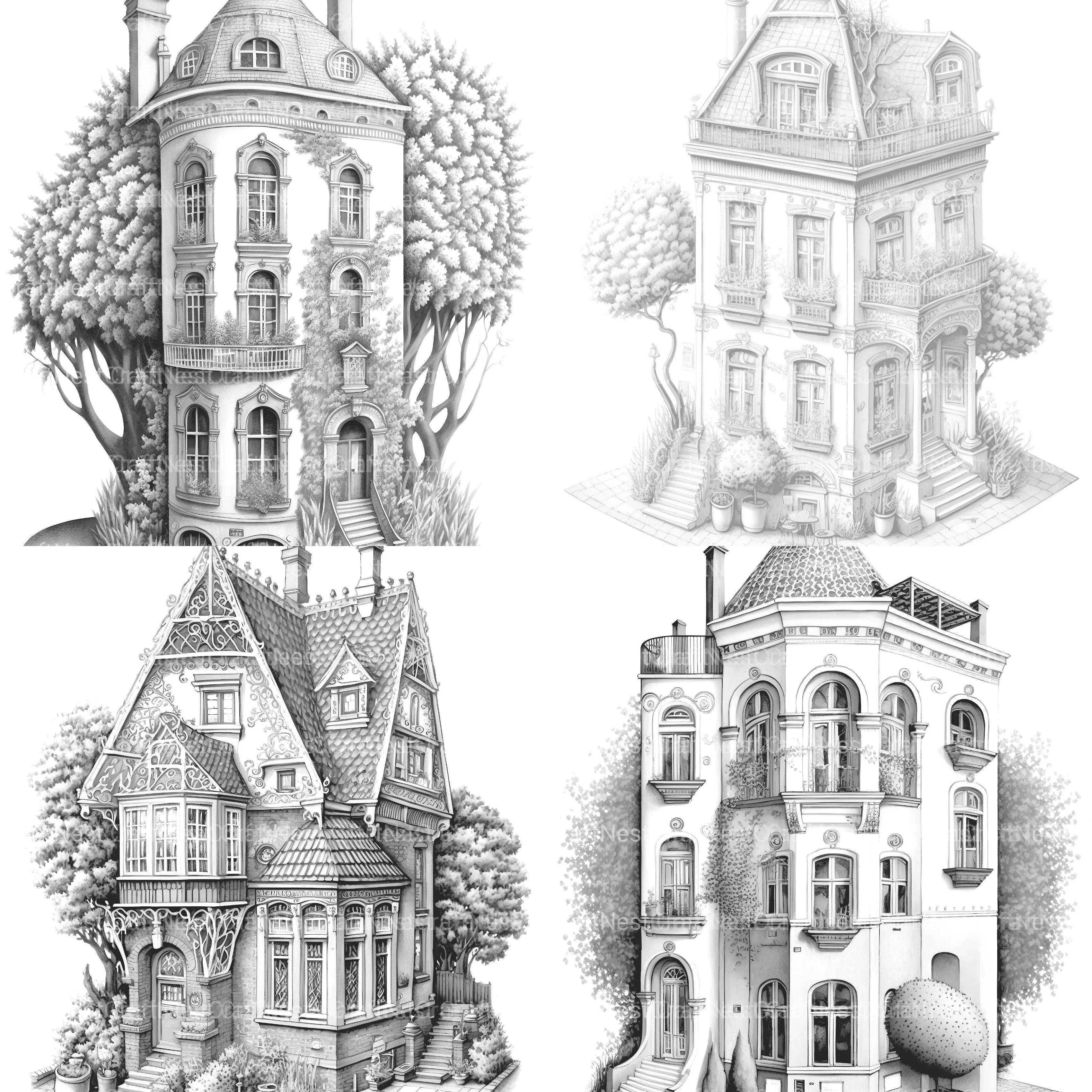 German Tiny House Coloring Book - CraftNest - Digital Crafting and Art