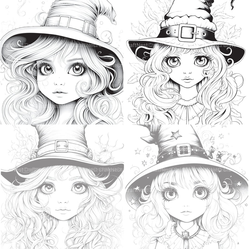 Cute Witch Coloring Book - CraftNest - Digital Crafting and Art