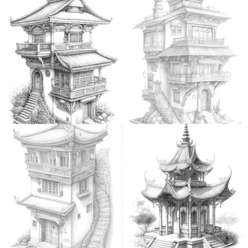 Tibetan Tiny House Coloring Book - CraftNest - Digital Crafting and Art