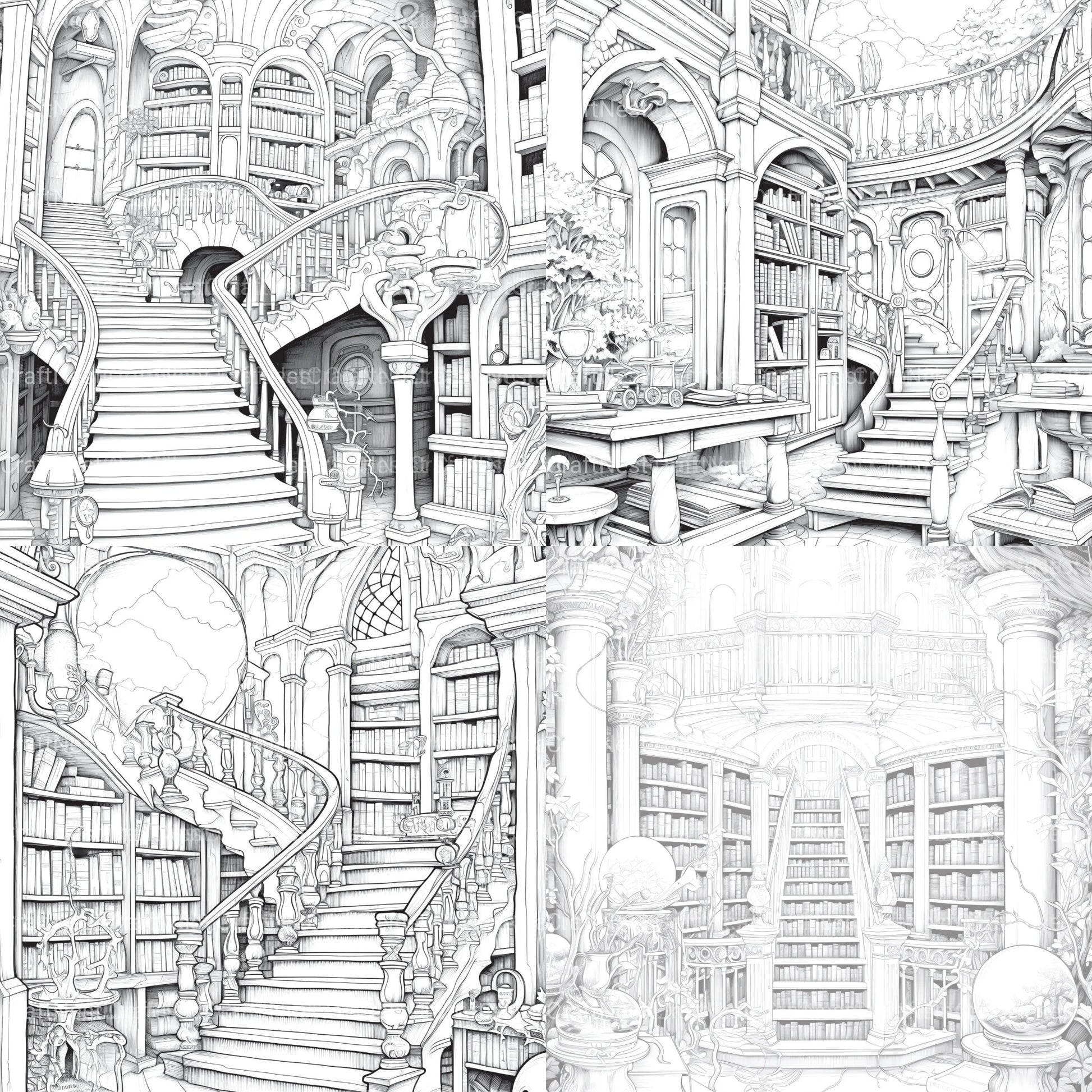 Enchanted Library Coloring Book - CraftNest - Digital Crafting and Art